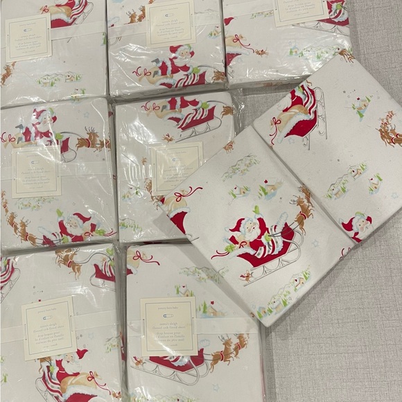 Pottery Barn Kids Baby flannel fitted Christmas crib sheet. NWT in package. - Picture 6 of 8